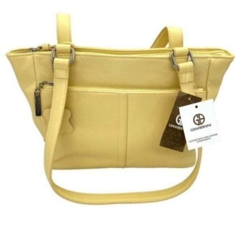 Giani Bernini Nappa Classic Leather Butter Yellow Womens Shoulder Bag - Picture 12 of 13